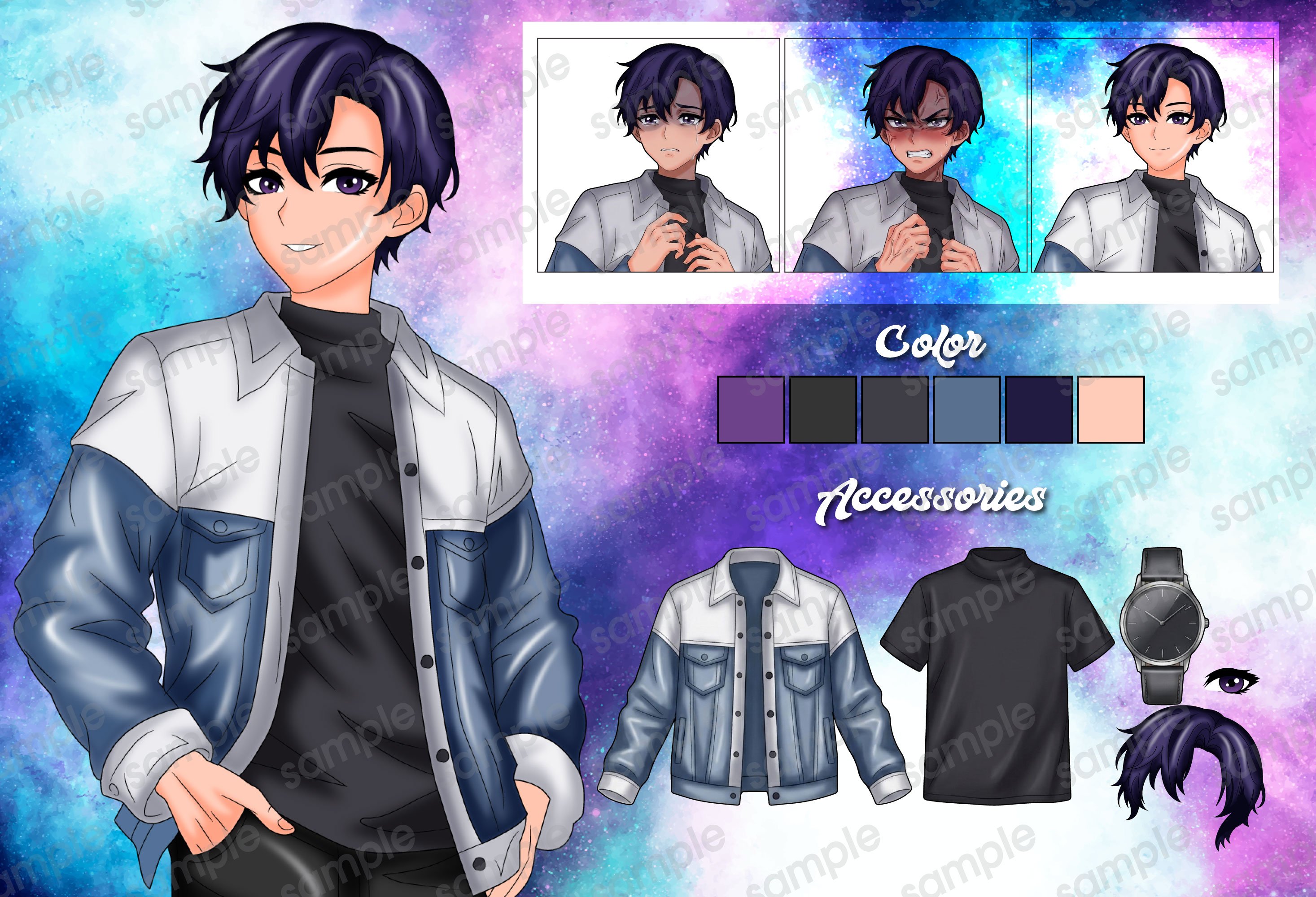 Cosmic Identity — Full character design sheet